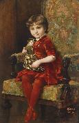 Alois Hans Schram Young Girl with Doll Germany oil painting artist